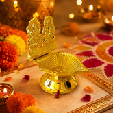 Brass Laxmi Ganesh Diya - SweeDesi