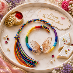 Rainbow Butterfly Rakhi - SweeDesi
