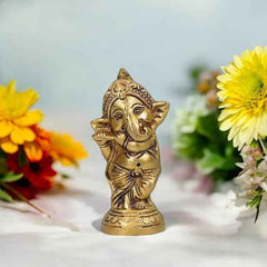 Brass Ganpati with Flute