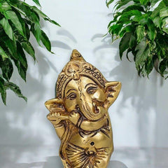 Brass Ganpati with Flute available online at SweeDesi