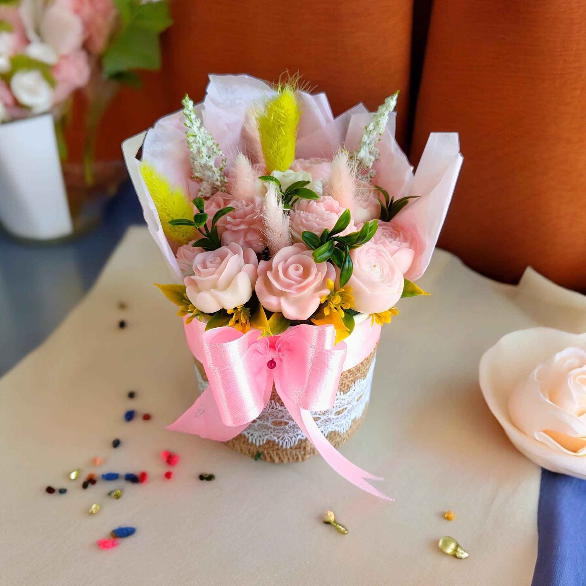Soy Wax Flower Bouquet Pink