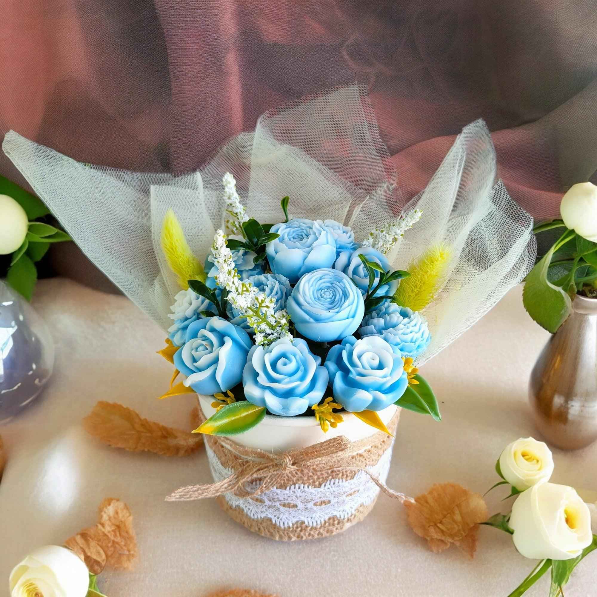 Soy Wax Flower Bouquet Blue