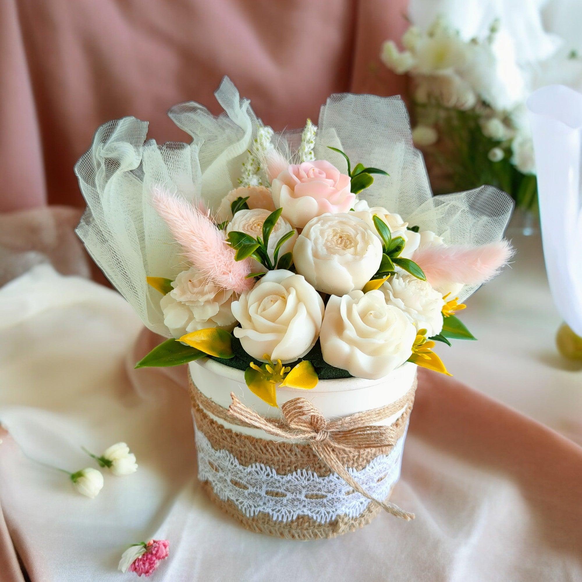 Scented Soy Wax Flower Round Bouquet available online at SweeDesi