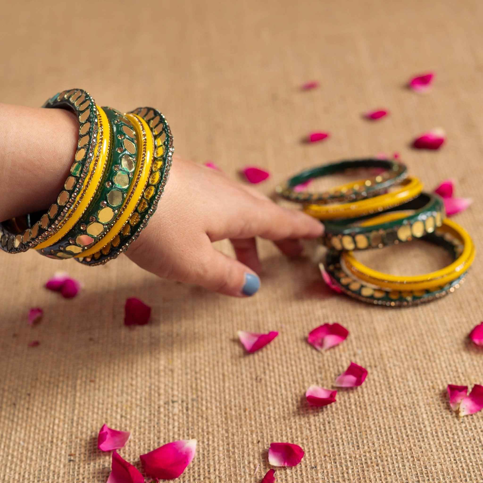 Advika Yellow-Green Bangle Set