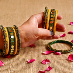 Advika Yellow-Green Bangle Set available online at SweeDesi