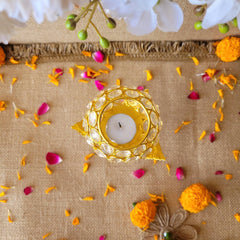 Gold Crystal Flower Glass Tea-Light Holder available online at SweeDesi