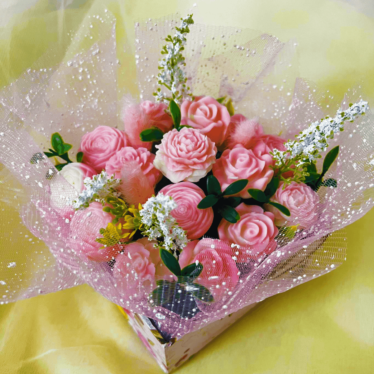    Scented Soy Wax Flower Square Bouquet available online at SweeDesi