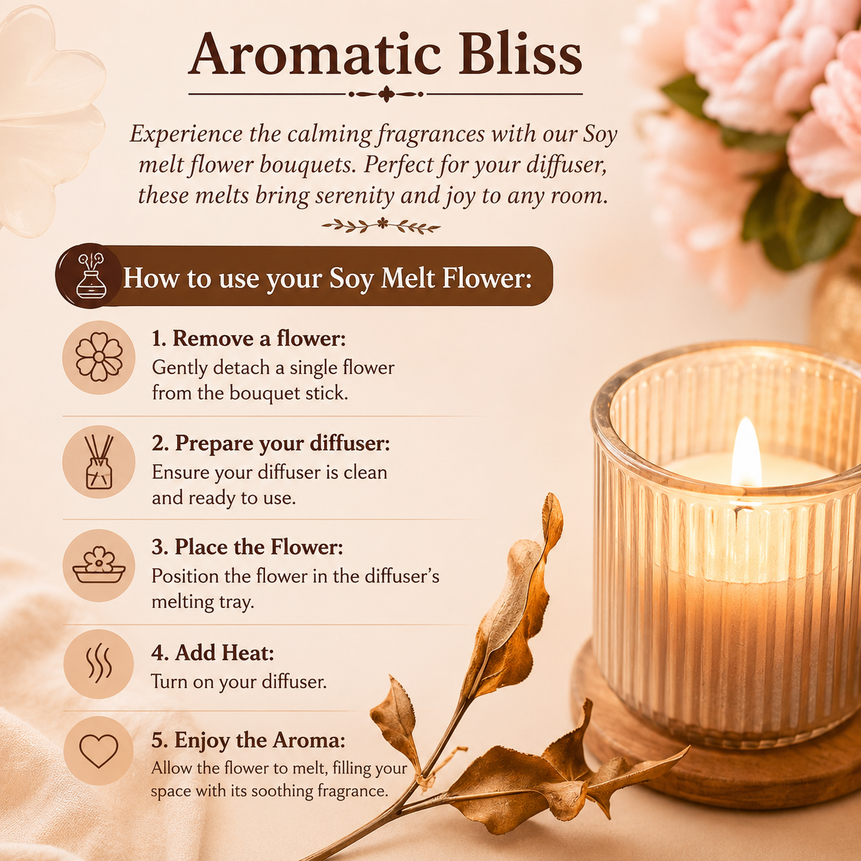 Soy Wax Flower Bouquet Pink - SweeDesi