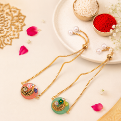 Bandhan Round Stone Rakhi - Set of 2 - SweeDesi