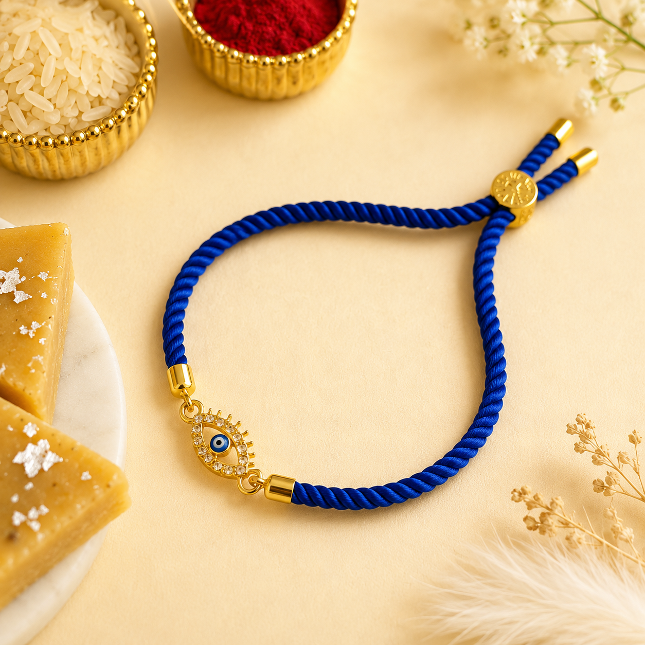 Bandhan Bhai-Bhabhi Evil Eye Rakhi Set - SweeDesi