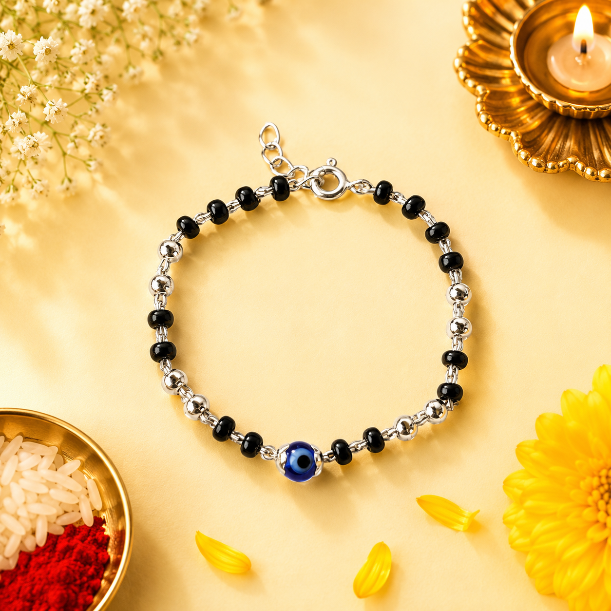 Bandhan Kids Silver "Evil Eye" Bracelet - SweeDesi