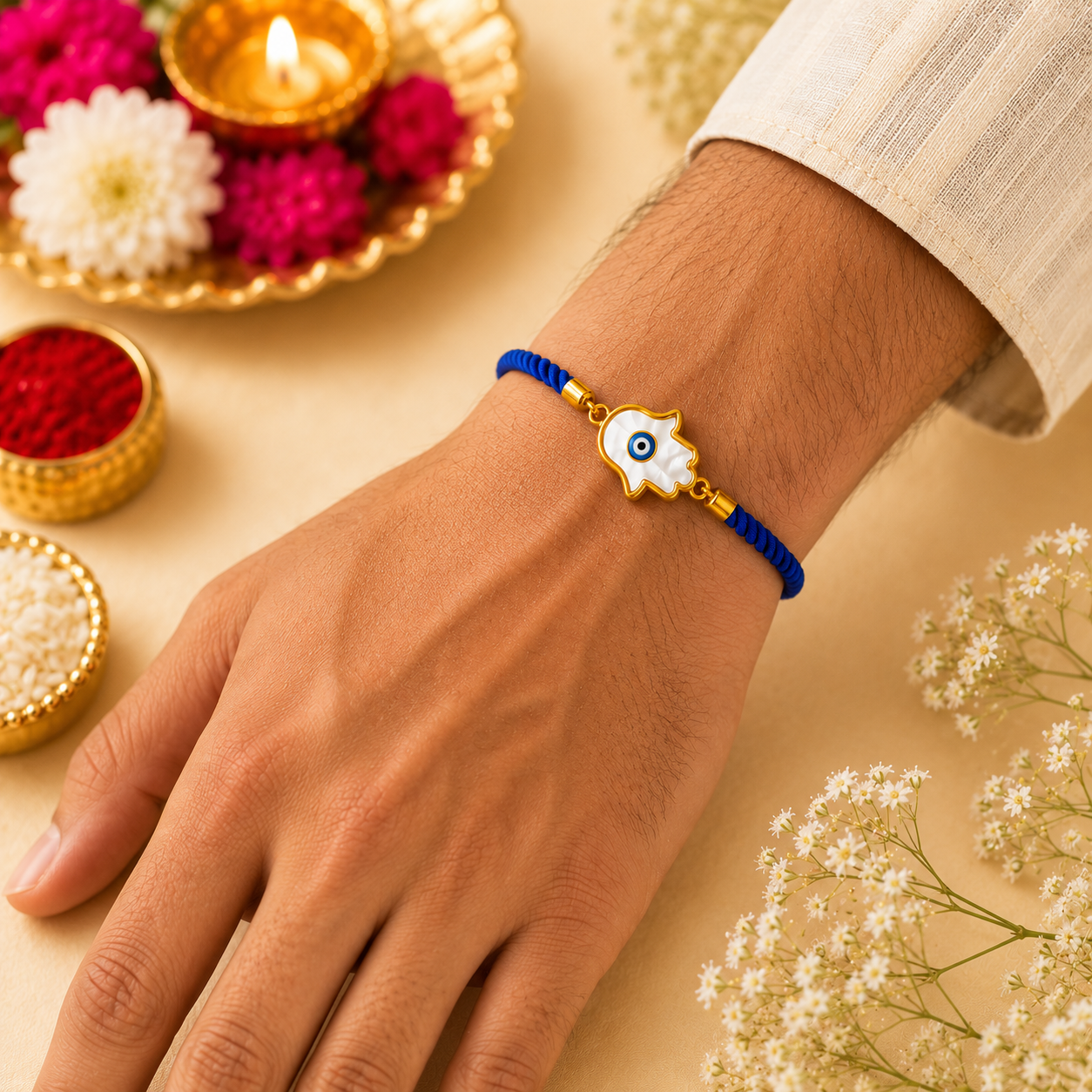 Evil Eye Hamsa Rakhi Hamper - SweeDesi