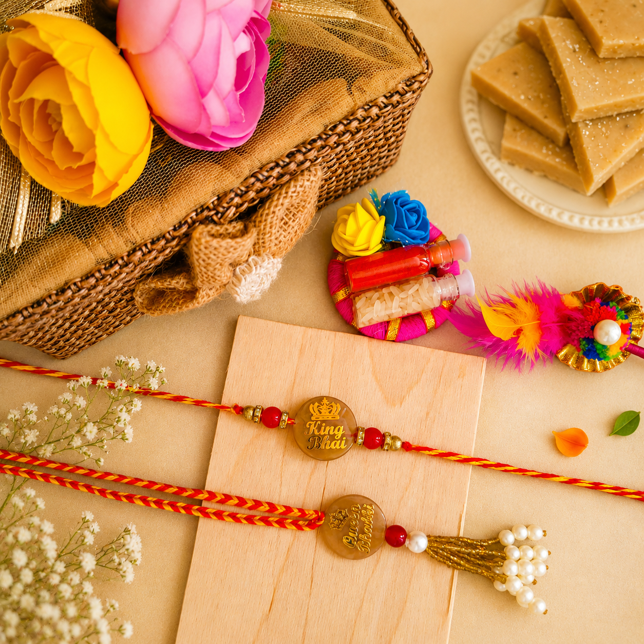 Bhai -Bhabhi Rakhi Basket - SweeDesi