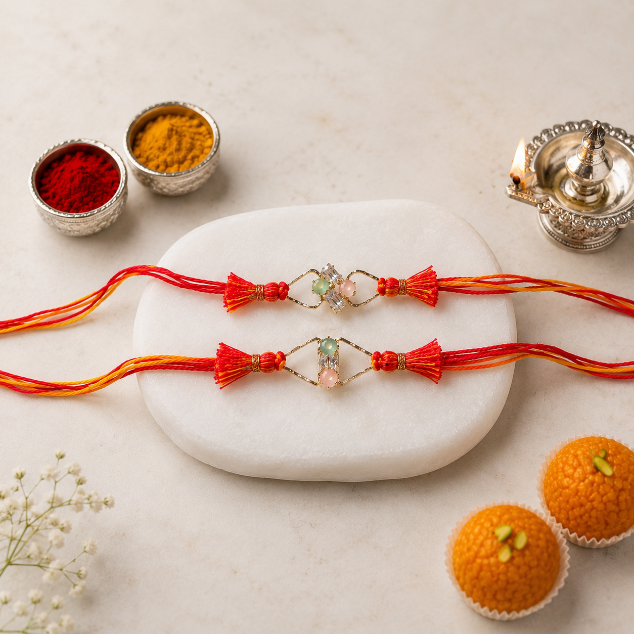 Bandhan Twin Sparkle Rakhi Set - SweeDesi