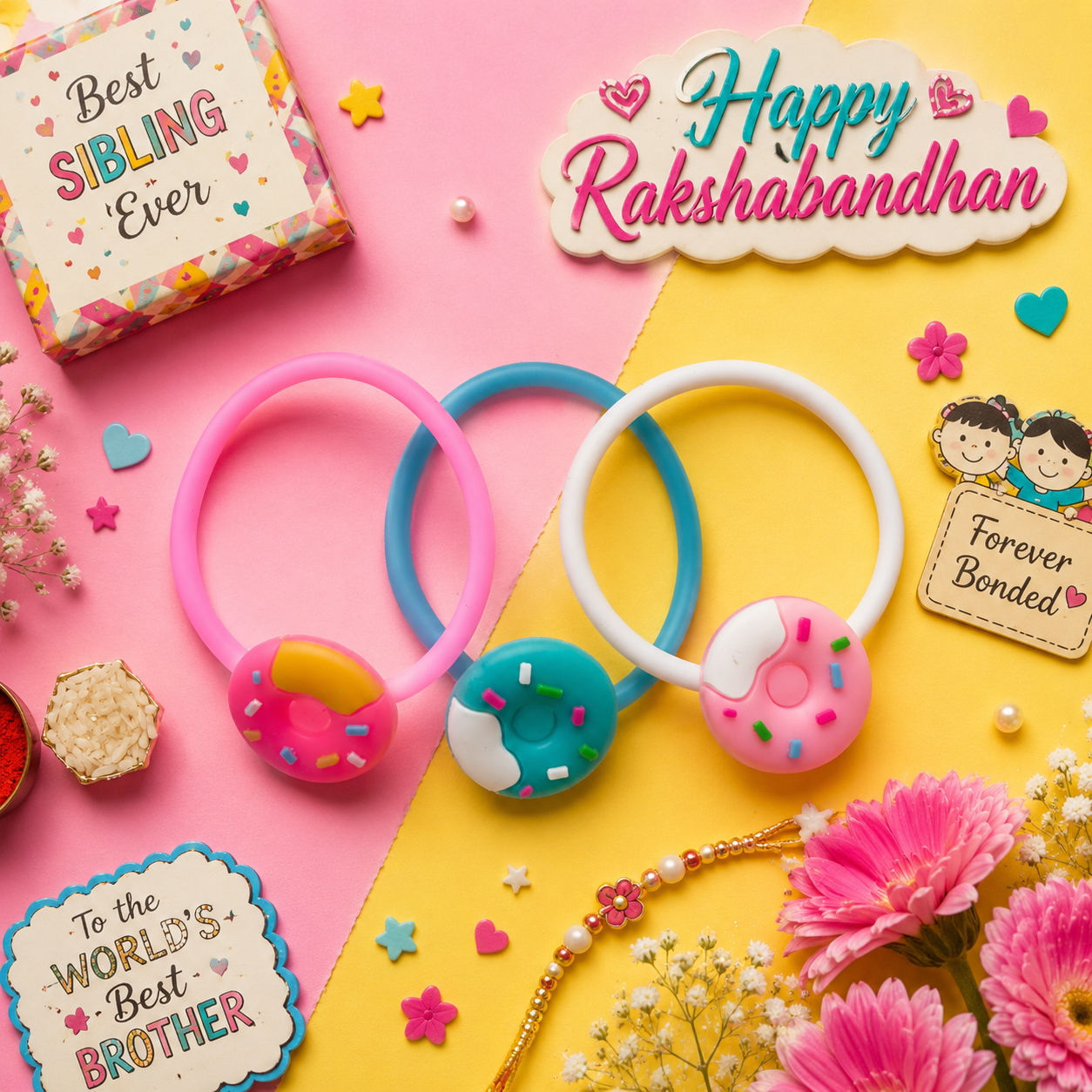 Kids Sweet Sprinkles Rakhi Trio - SweeDesi