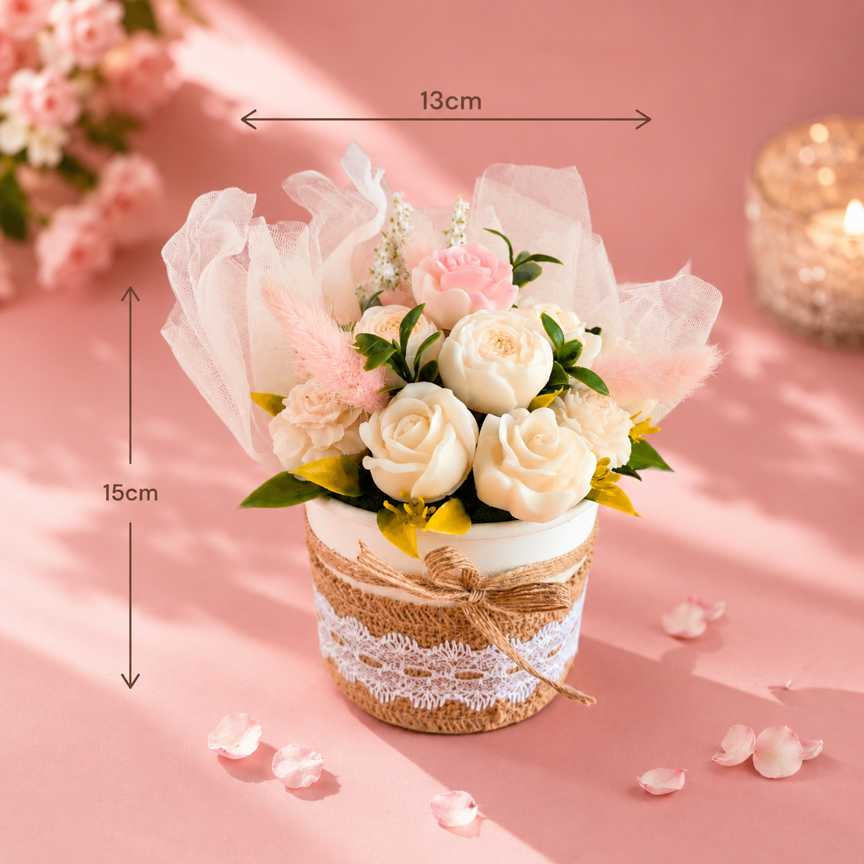 Soy Wax Flower Bouquet Pink - SweeDesi