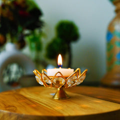    Gold Crystal Glass Diya - 2 available online at SweeDesi