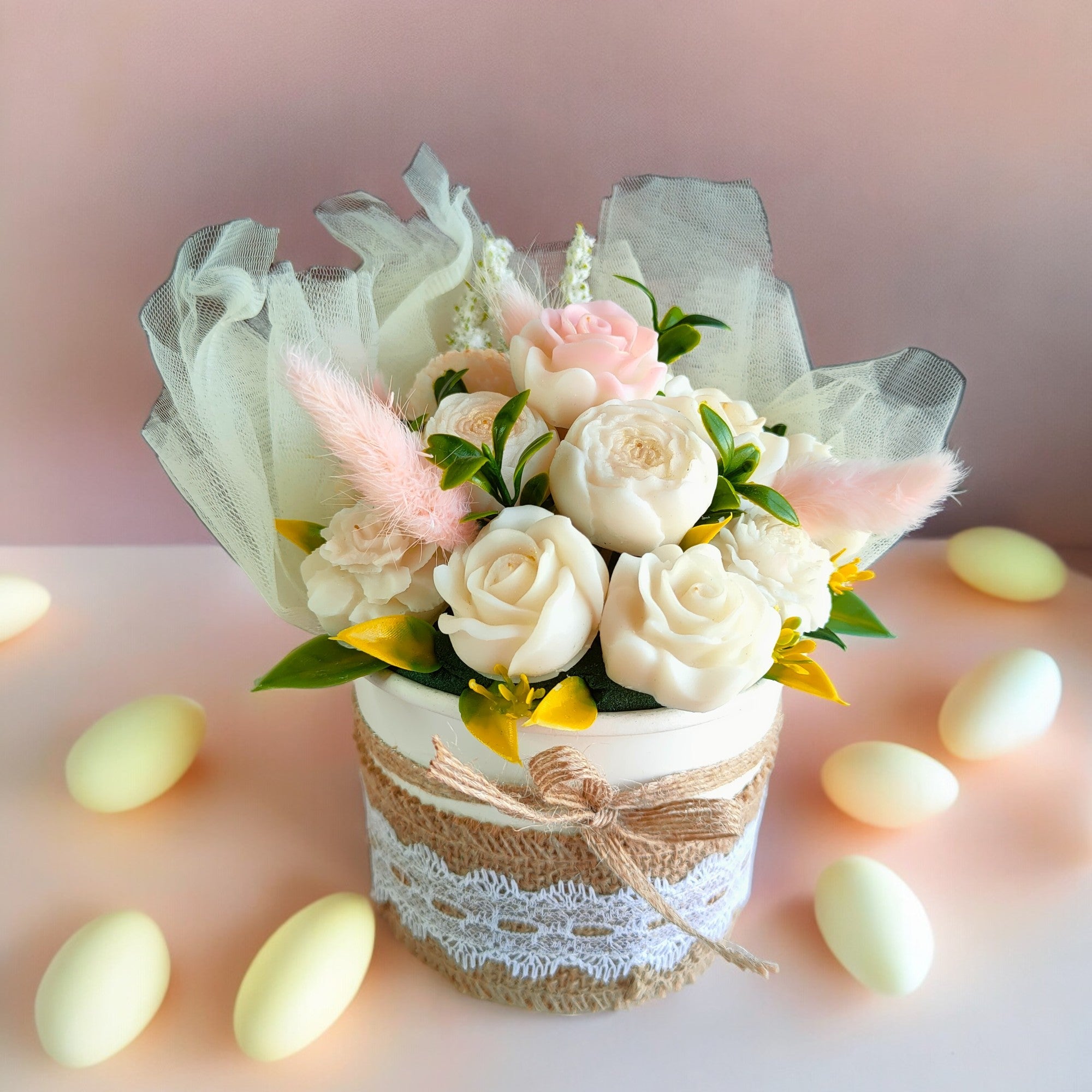 Scented Soy Wax Flower Round Bouquet - SweeDesi