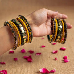    Advika Yellow-Green Bangle Set available online at SweeDesi