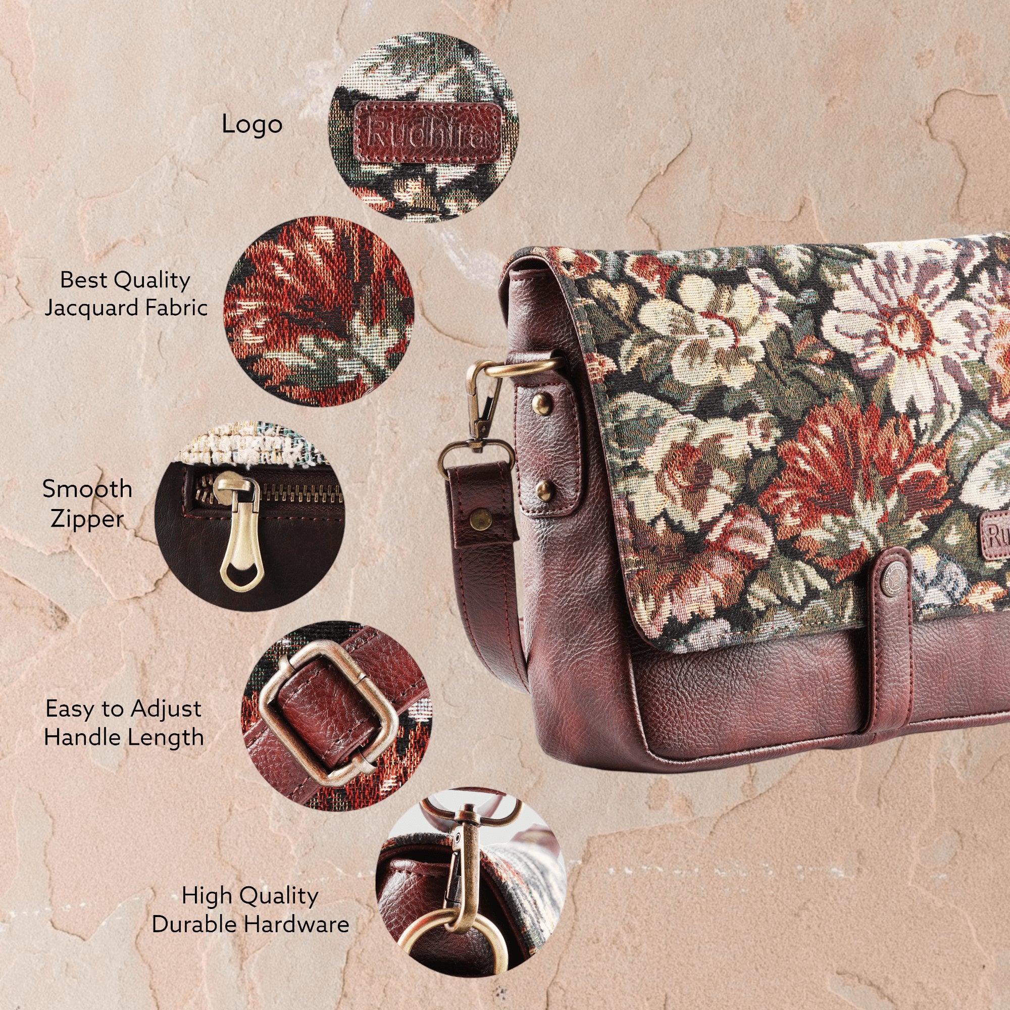 Floral Print Crossbody Messenger Bag - SweeDesi