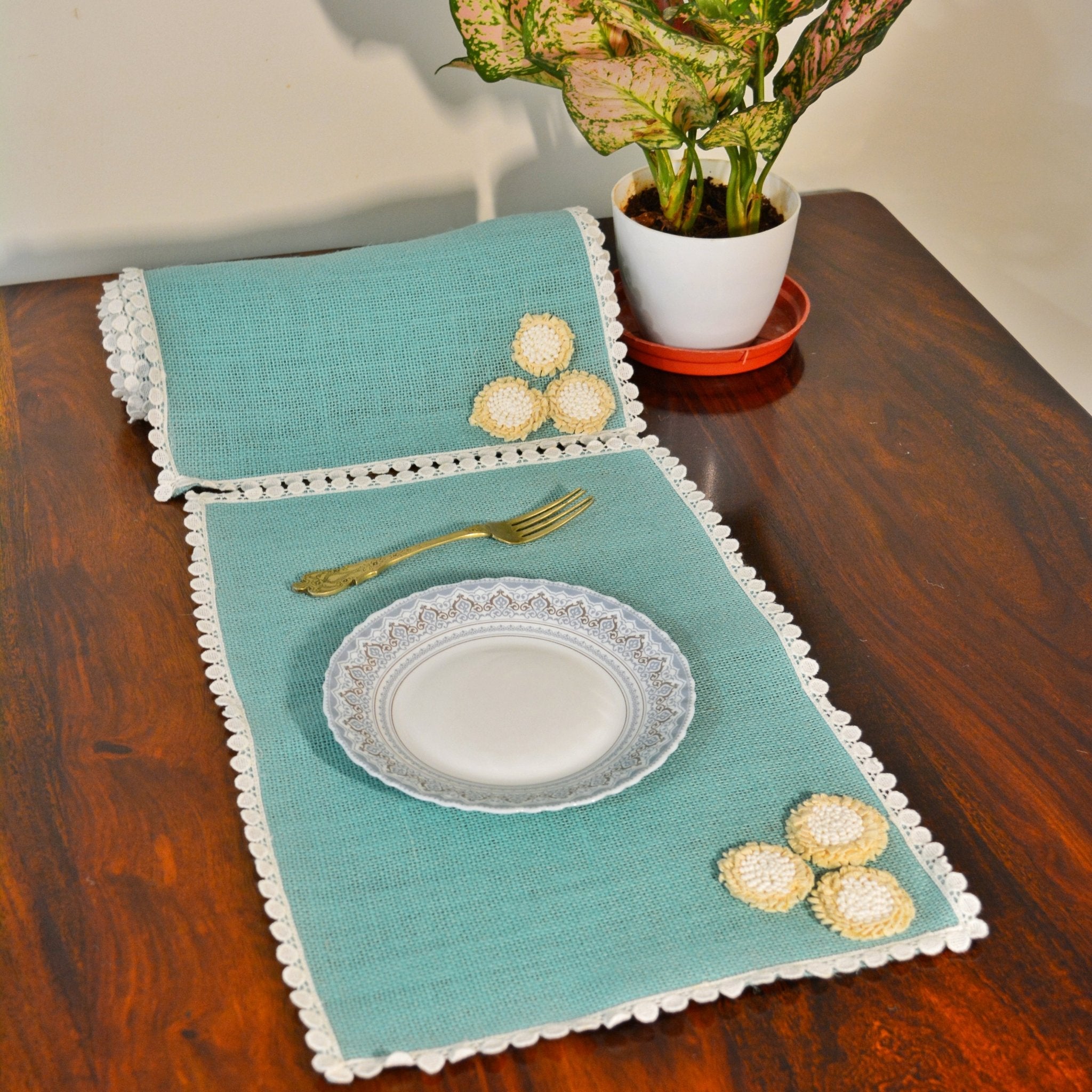 Jute Table Mat - Blue - SweeDesi