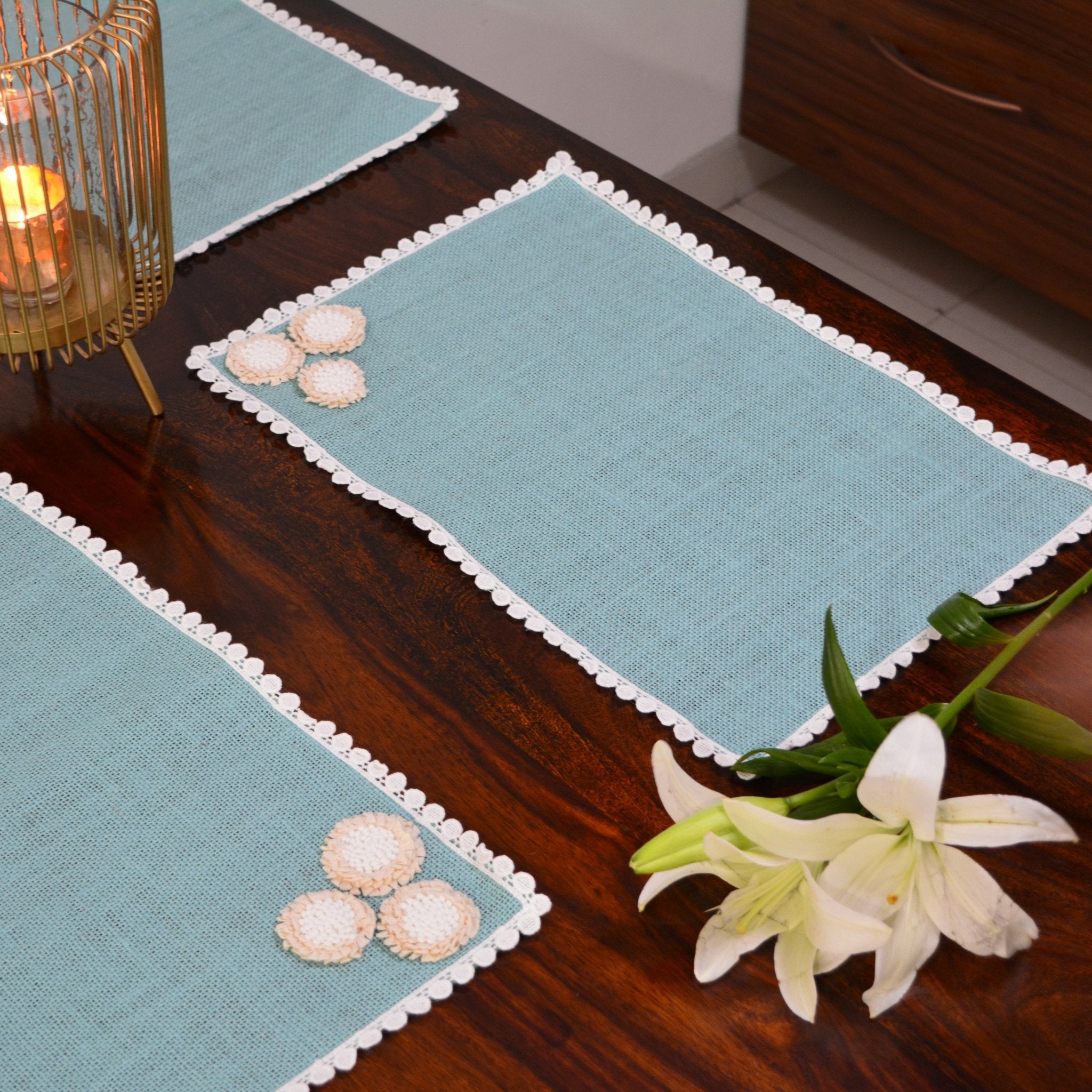 Jute Table Mat - Blue - SweeDesi