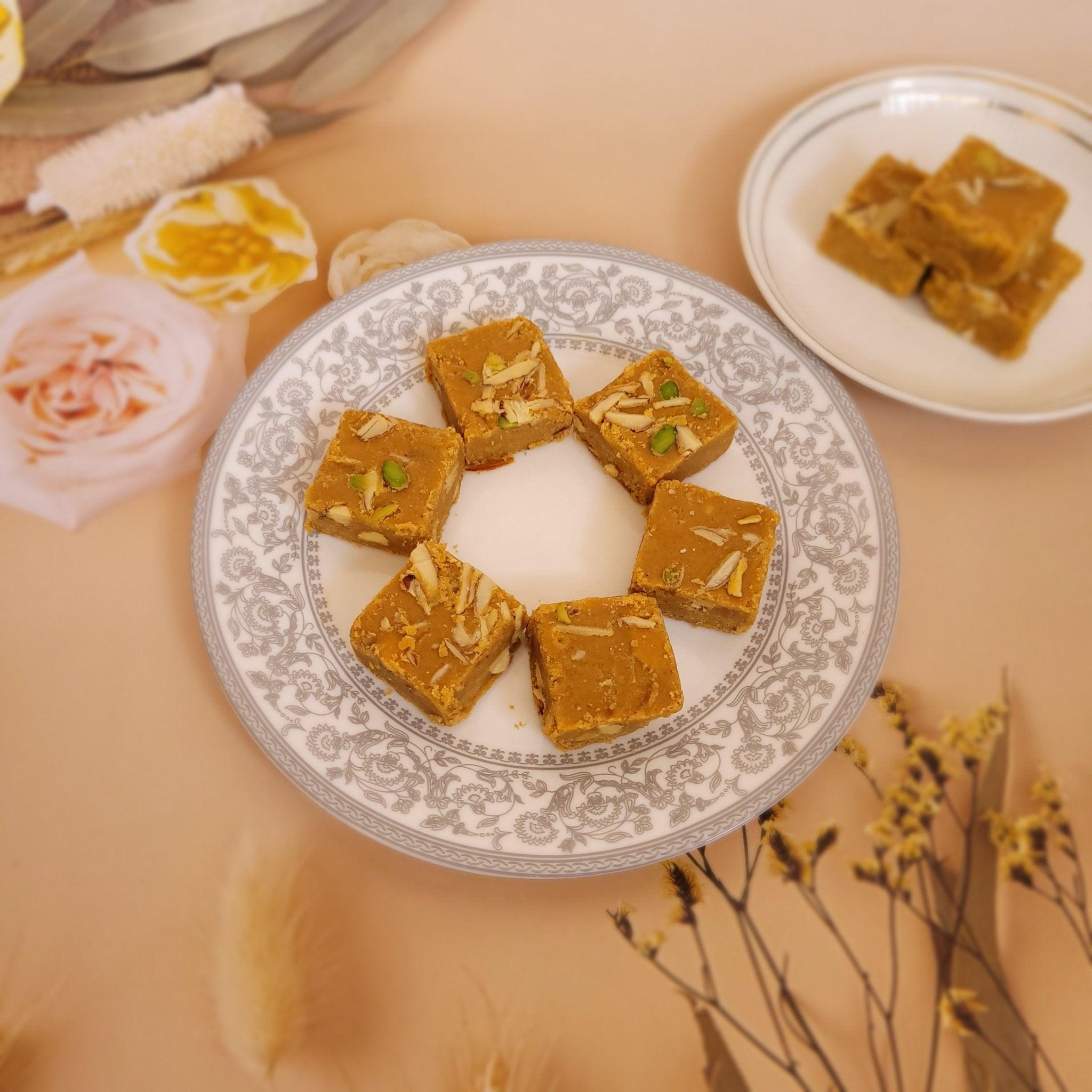 Roasted Chana Badam Barfi - 400gm - SweeDesi